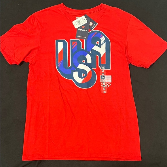 NWT Fanatics Red Team USA Olympics Men's Tee size Medium Bright Red - Picture 3 of 7